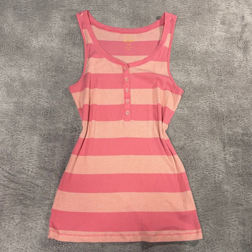 Pink Striped Ribbed Tank Top